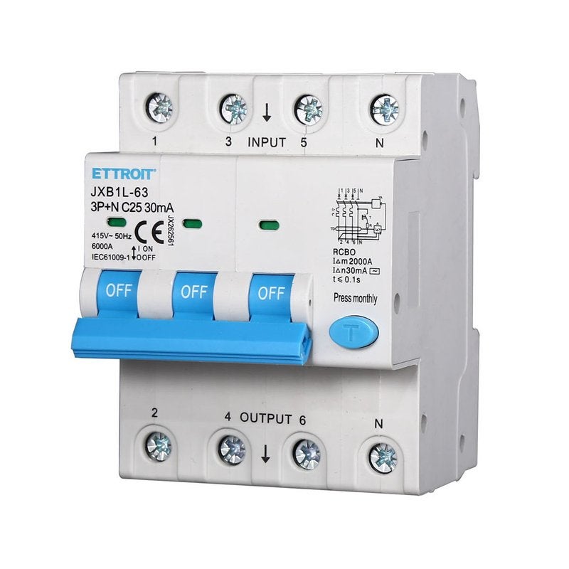 Interrupteur Magnétothermique Différentiel 3P+N 40A 30mA 380V - IXTRIMA - 4 Modules DIN, Protection Circuits
