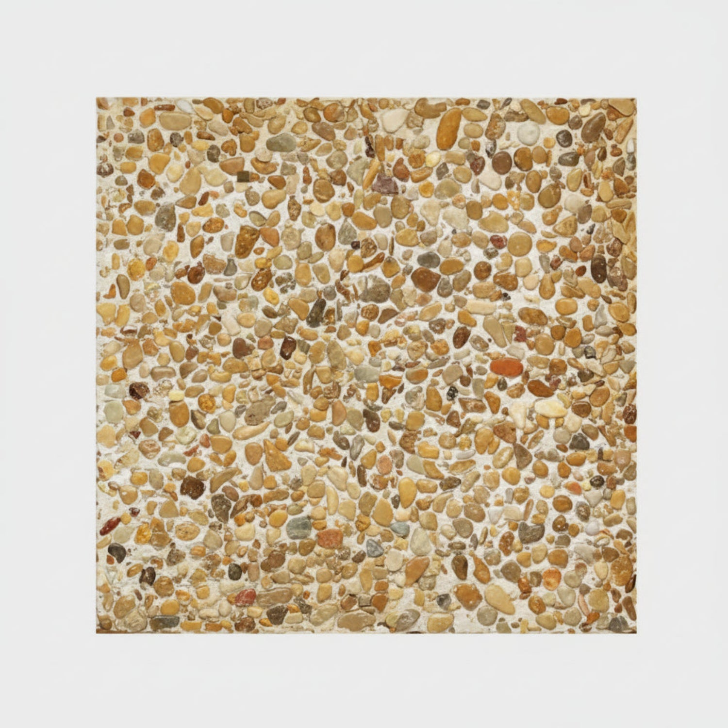 Terrazo de Canto rodado PiedraViva Amarillo / Pack 15 un (2.40 m2) / 40x40x4 cm - Piedra mediana - Fondo blanco - 6