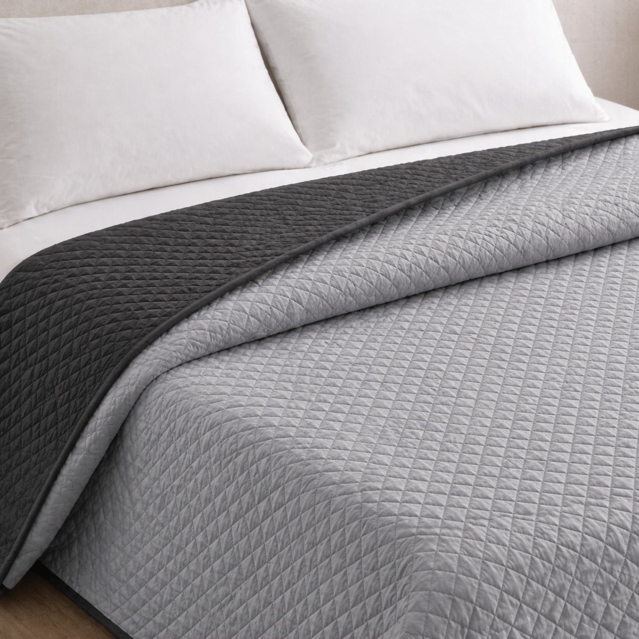 Colcha Bicolor Reversible Gris/Antracita Cama 180cm Donegal Collections - 2