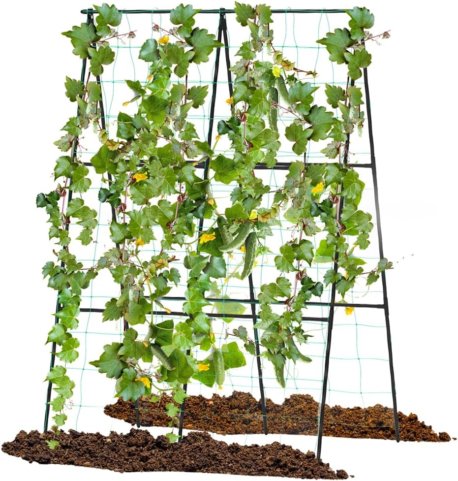 Treillis Pliable Pour Concombres Et Plantes Grimpantes - Structure En A Stable - Filet Inclus - Pour Potager Et Balcon