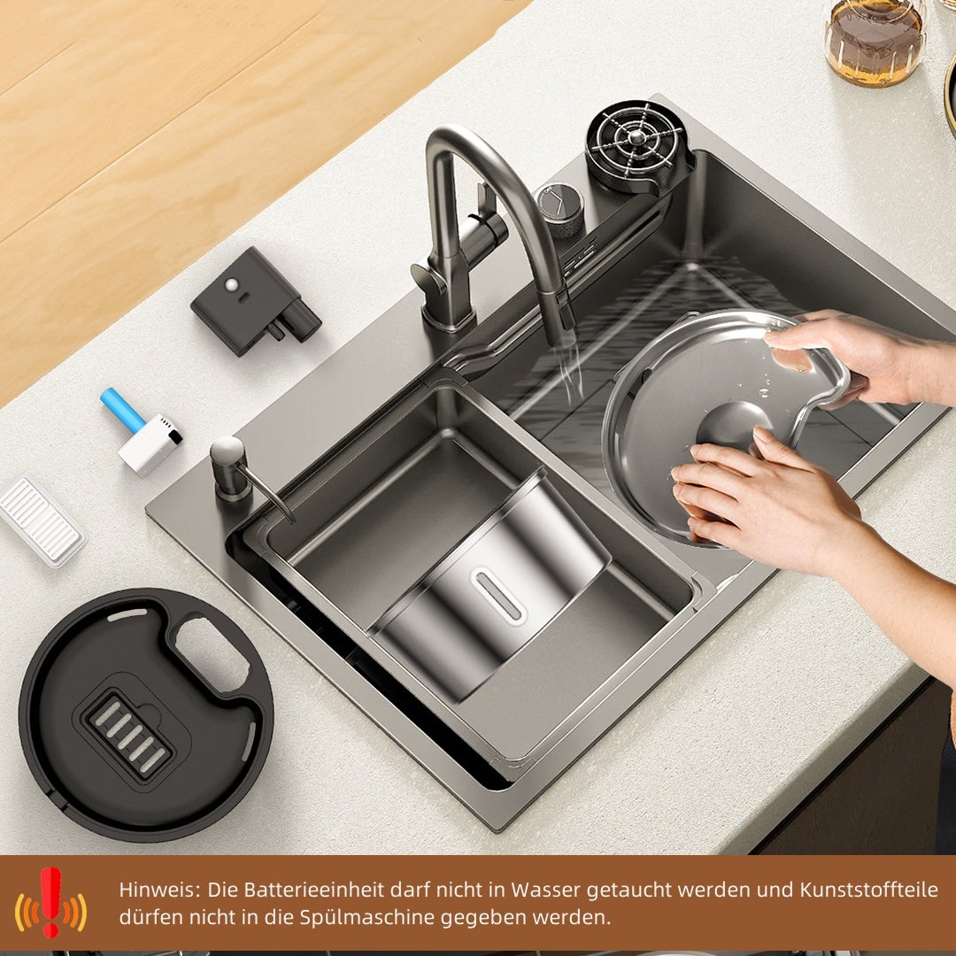 Fontaine a Eau Chat sans Fil 3,2L avec Detecteur Mouvement, Batterie 4200mAh,INOX,pour Chat Silencieuse avec LED,Comprend 1 Filtre+1 Éponge - 4