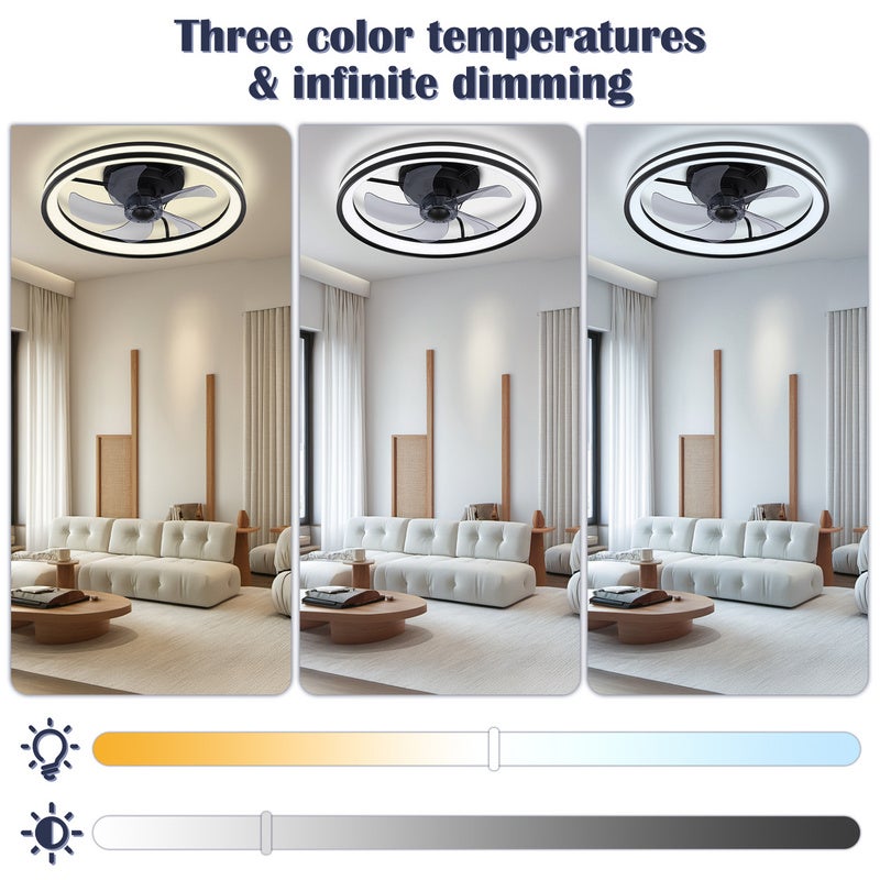 Ventilateur de plafond avec éclairage LED et télécommande lampe plafonnier dimmable avec ventilateur - 4