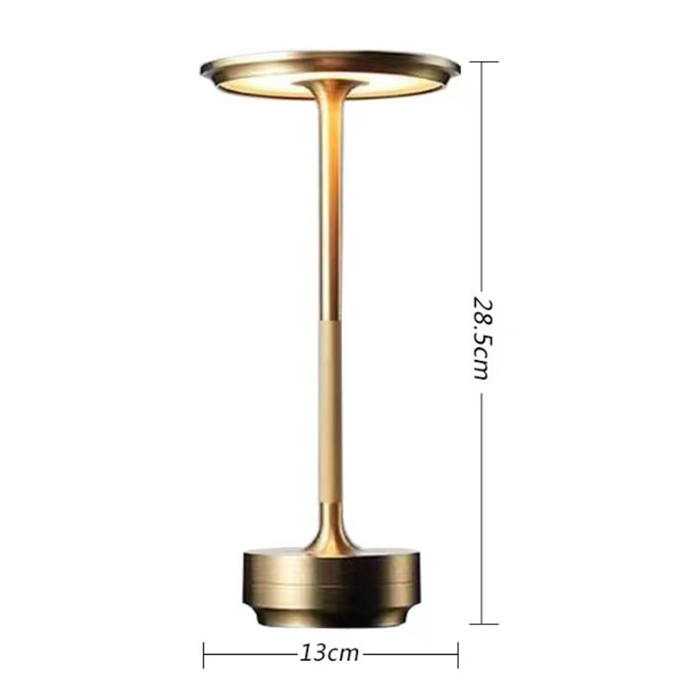 Złota bezprzewodowa, ściemnialna metalowa lampa biurkowa z możliwością ładowania przez USB - 3