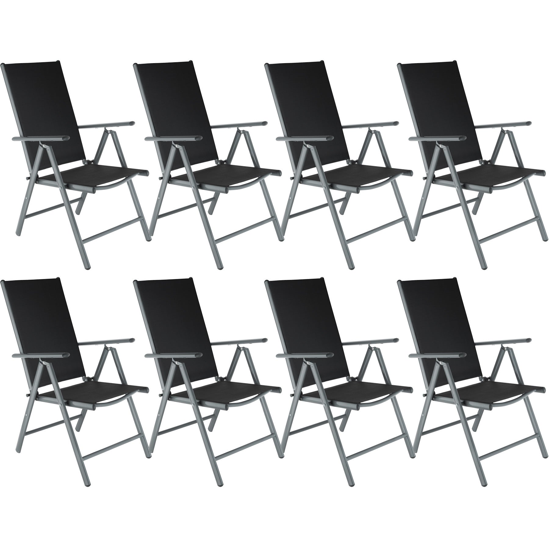 2 Chaises De Jardin Pliantes Casaria - Alu Gris, Dossier Réglable - Neuves