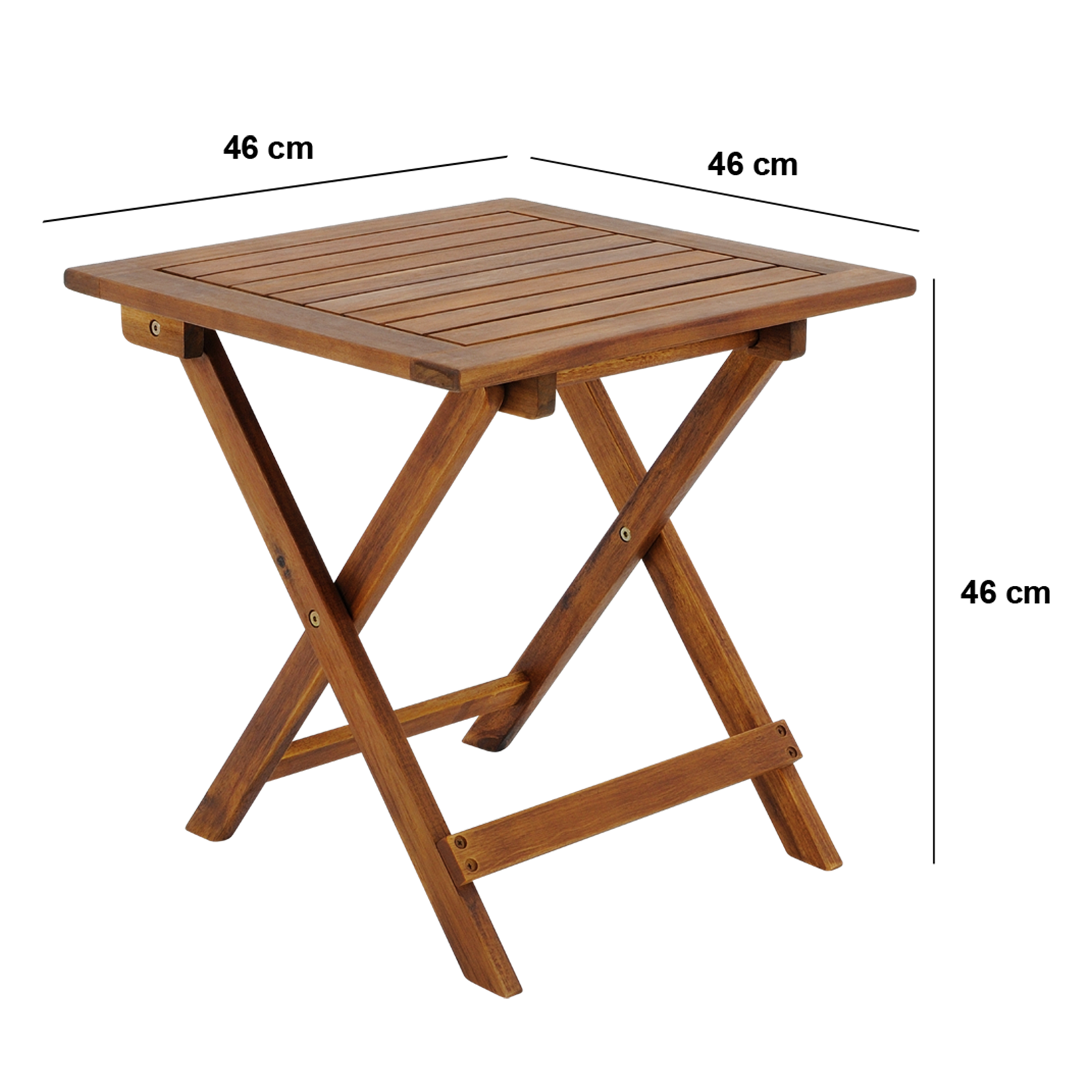 Table d'appoint de jardin en bois d'acacia 46x46cm pliable - 4