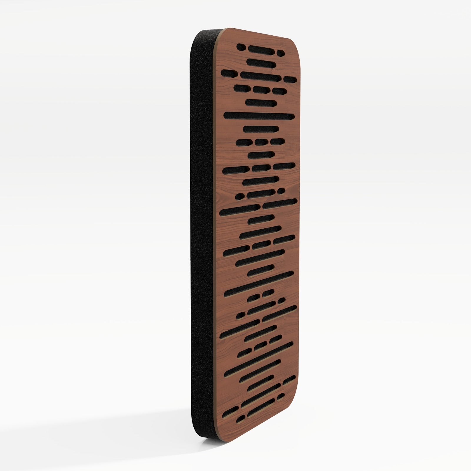 Lot de 4 Panneaux acoustiques Wave-D18 étroits insonorisants 23x46x3 cm - 0,42 m² surf.totale -MDF perforé laminé et mousse acoustique -Noix - 3