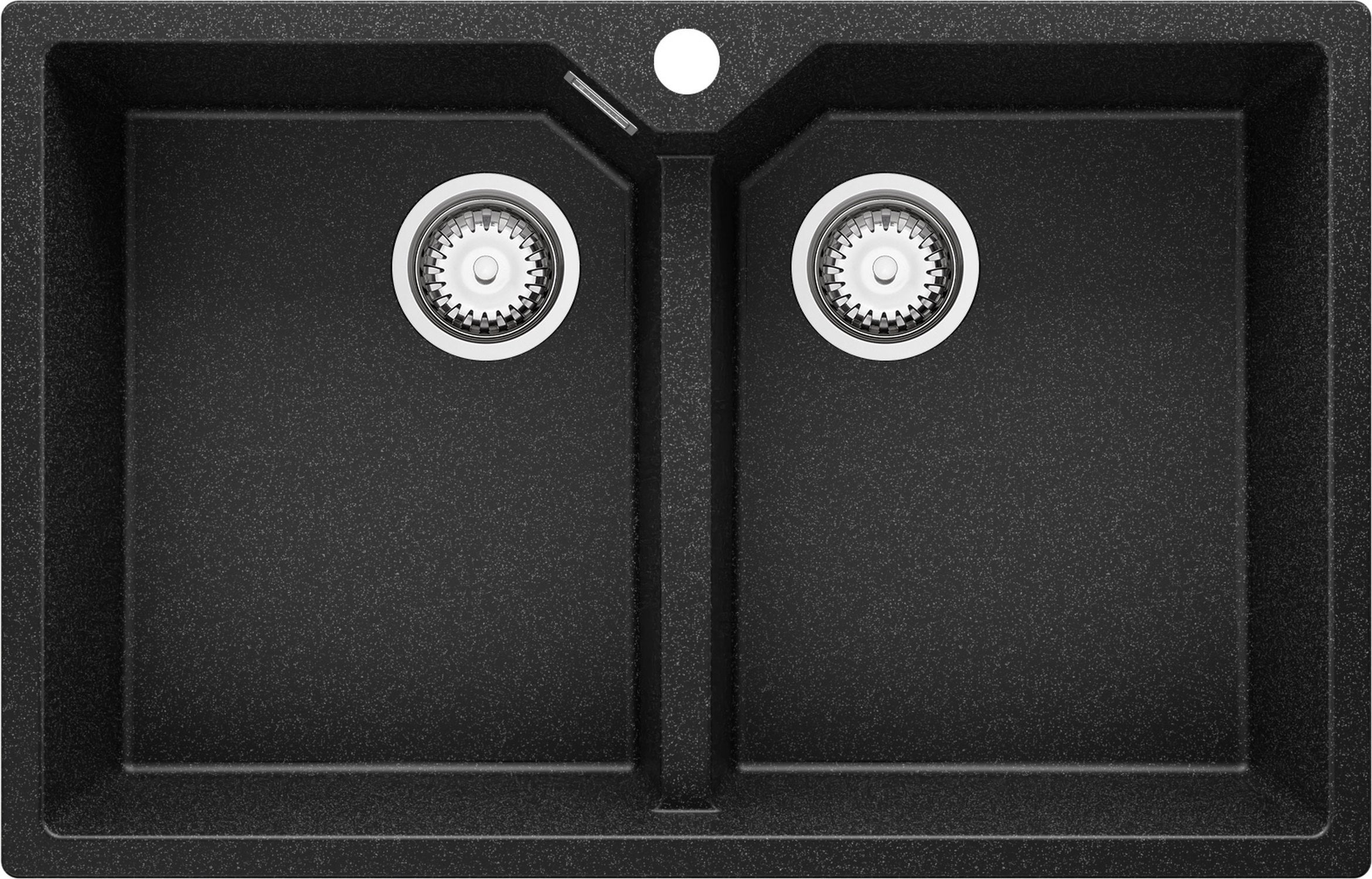 Zlewozmywak Grafitowy 78x50cm, Zlew Kuchenny 2 Komorowy + Syfon, Nablatowy do szafki od 80cm - Madryt Twin PRIMAGRAN