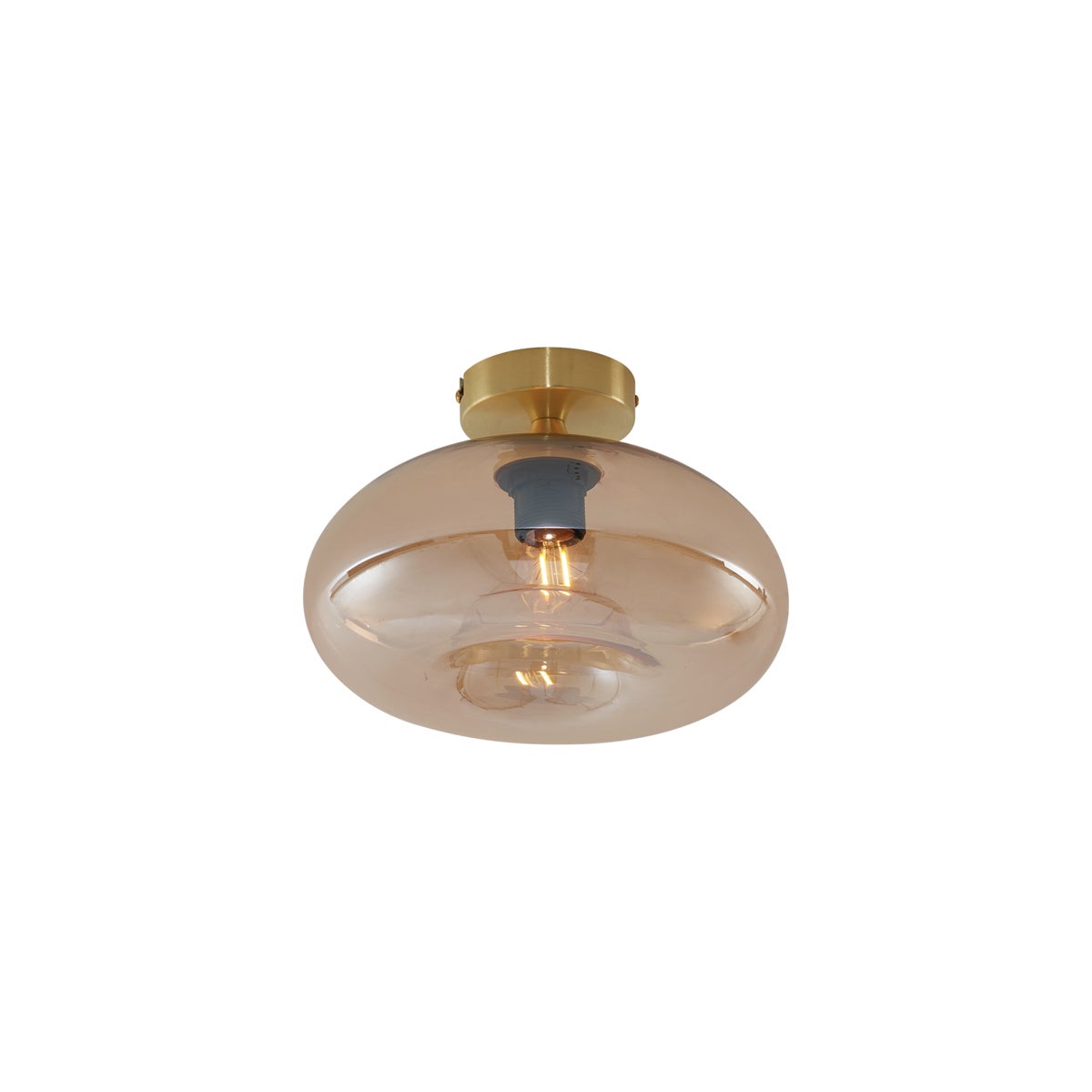 Qazqa artdeco plafon - Busa - bursztynowy, okrągły, max. 15w, kompatybilny z żarówką LED, e27, 28cm oświetlenie wewnętrzne