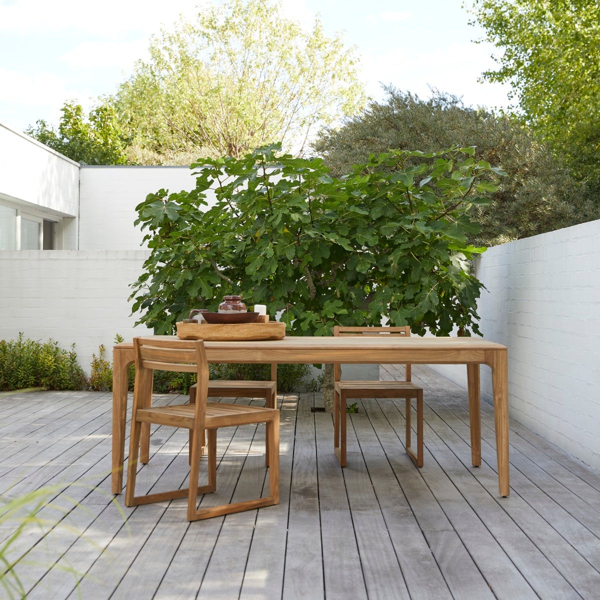 Table à manger de jardin rectangulaire en Teck Beige 8 places | Leroy ...