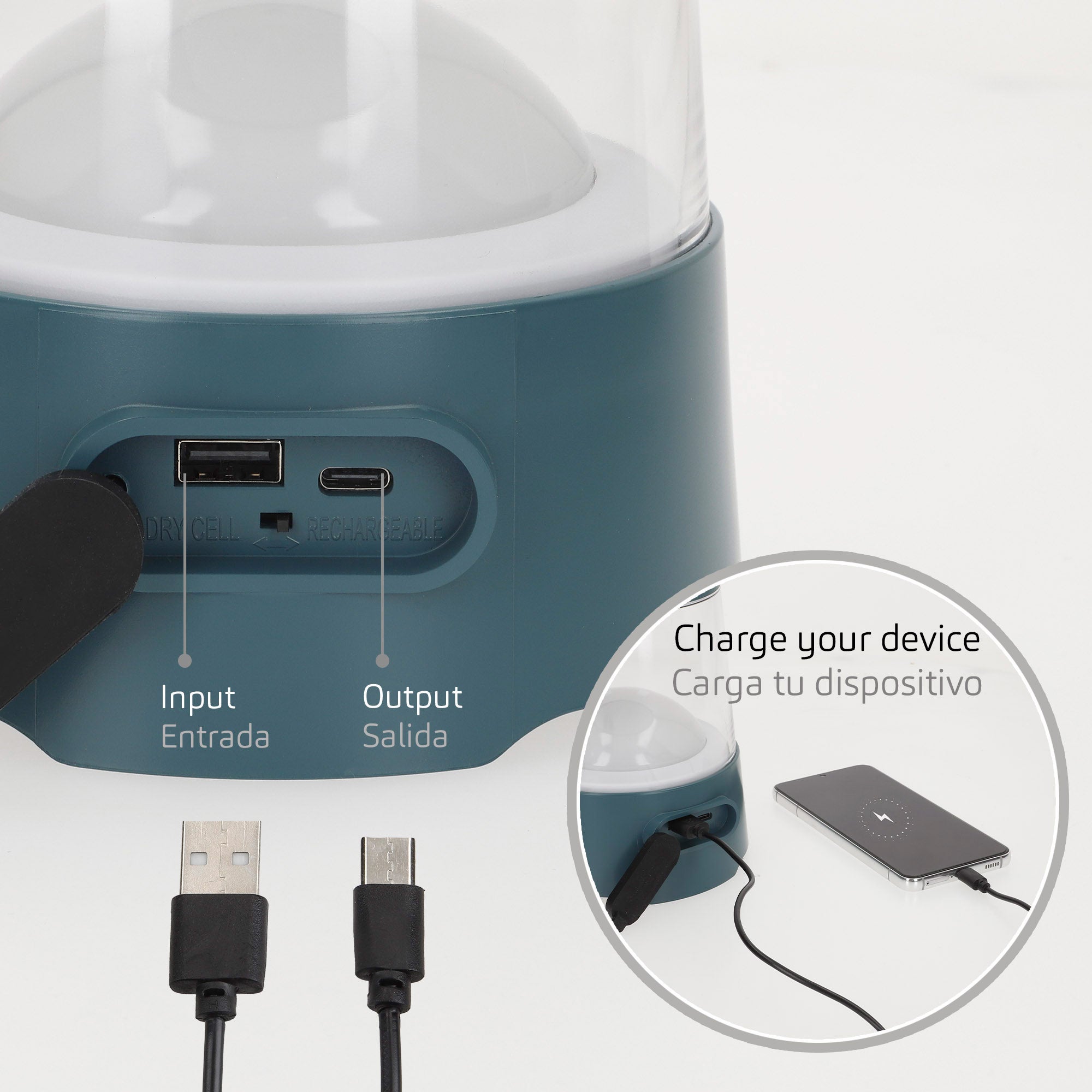 Aktive Candeeiro de campismo LED 2 em 1 recarregável USB 400 lúmens regulável - 3