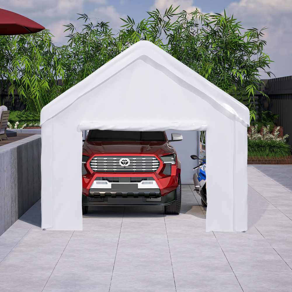 Carport Zeltgarage 3x6 m – Tente de garage hivernale avec porte roulante pour voiture, SUV et camion, parois latérales et toit amovibles - 9