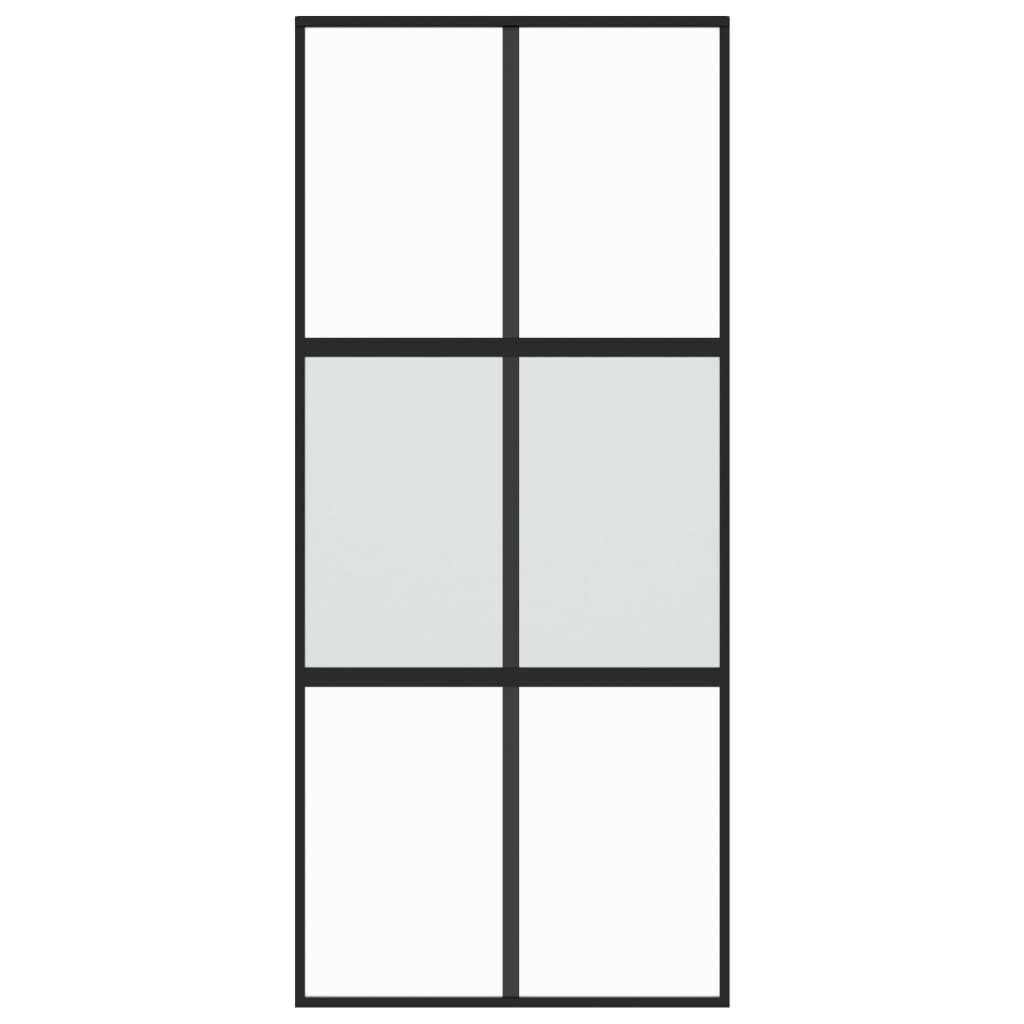 Puerta corredera | Puerta de la cocina vidrio templado y aluminio negra 90x205 cm CFW31213 - 4
