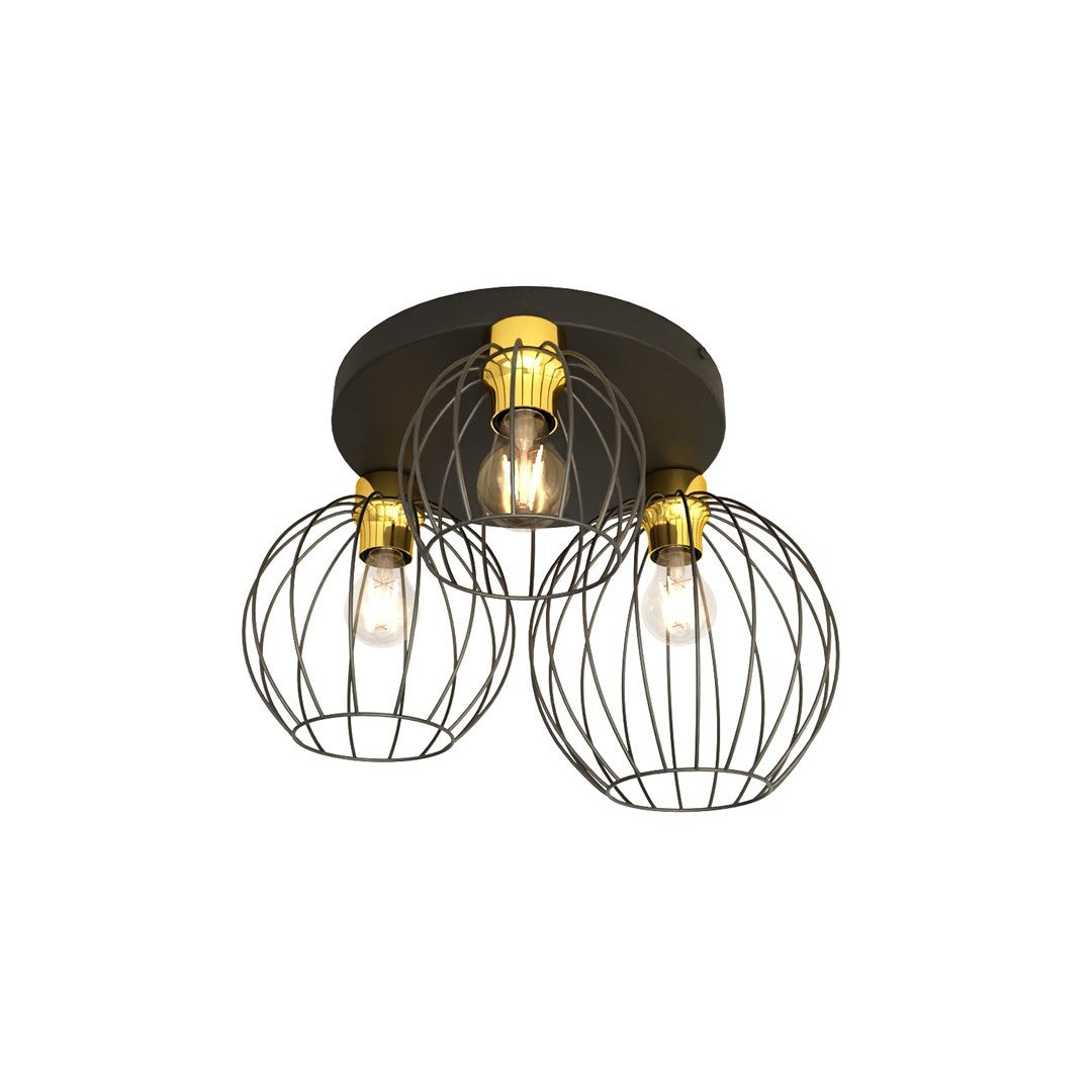 Lampa sufitowa wisząca Nest czarno-złota 3xE27x15W industrialna wym: 28 x 41 x 41 cm metal Emibig