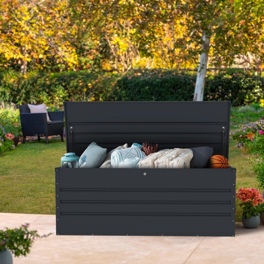 Baule contenitore da giardino esterno 165x69x62cm in acciaio Innsbruck - 3