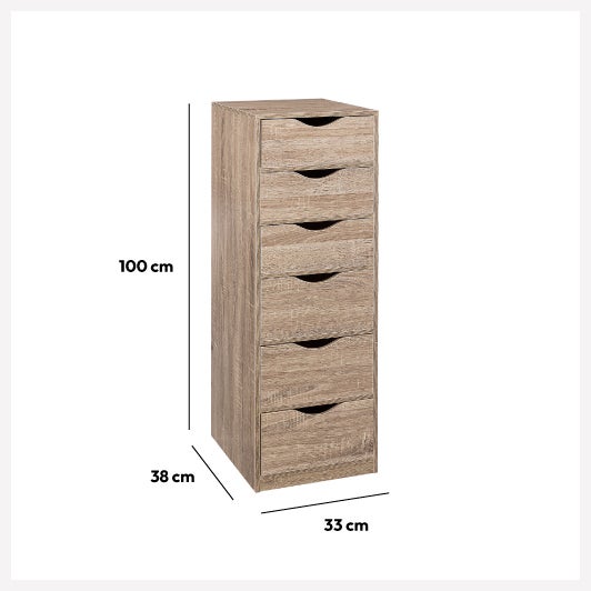 Caisson 6 tiroirs effet bois naturel - 5five - 7