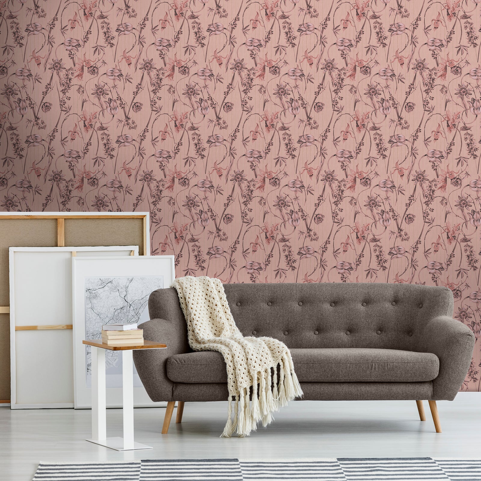 Papier peint intissé Nadine 1005 x 52cm Rose | Leroy Merlin