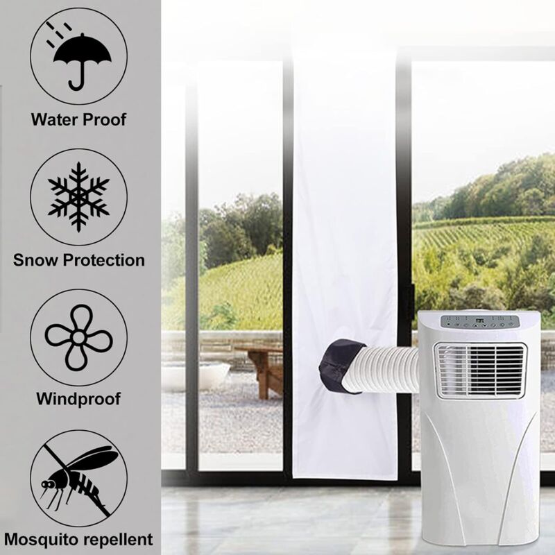 Kit de joint de fenêtre universel pour climatiseur portable et sèche-linge, tissu étanche avec coupleur réglable et corde de tension (1 pièce, 2 m) - 3