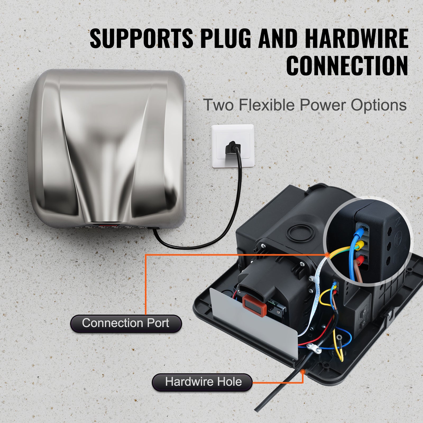1800W sèche-mains commercial à usage intensif,SucceBuy ventilateur automatique à haute vitesse en acier inoxydable,220V-240V - 8