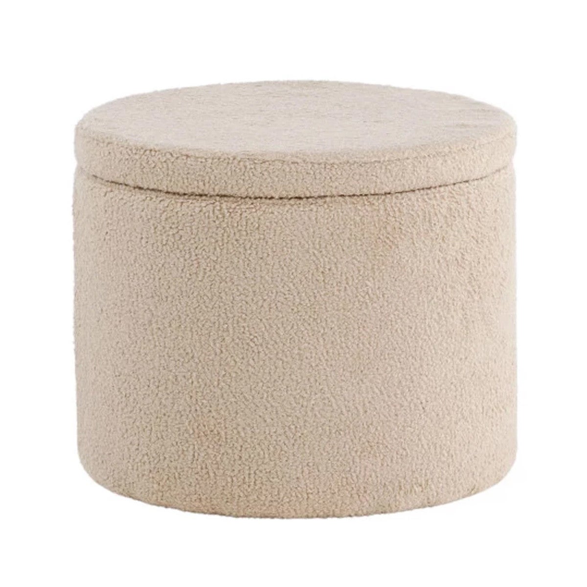 Dunken puf, podnóżkiem z przechowywaniem Ø51cm teddytkanina beżowy.
