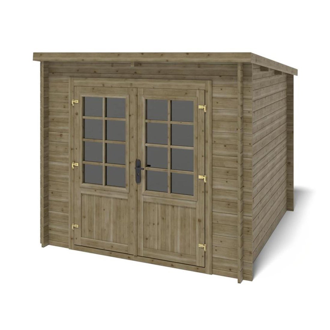 Casuta de grădină din lemn – 6,25 m² – 2,5 x 2,5 m – Tratată – Grosime: 28 mm – Culoare: verde – DOM724
