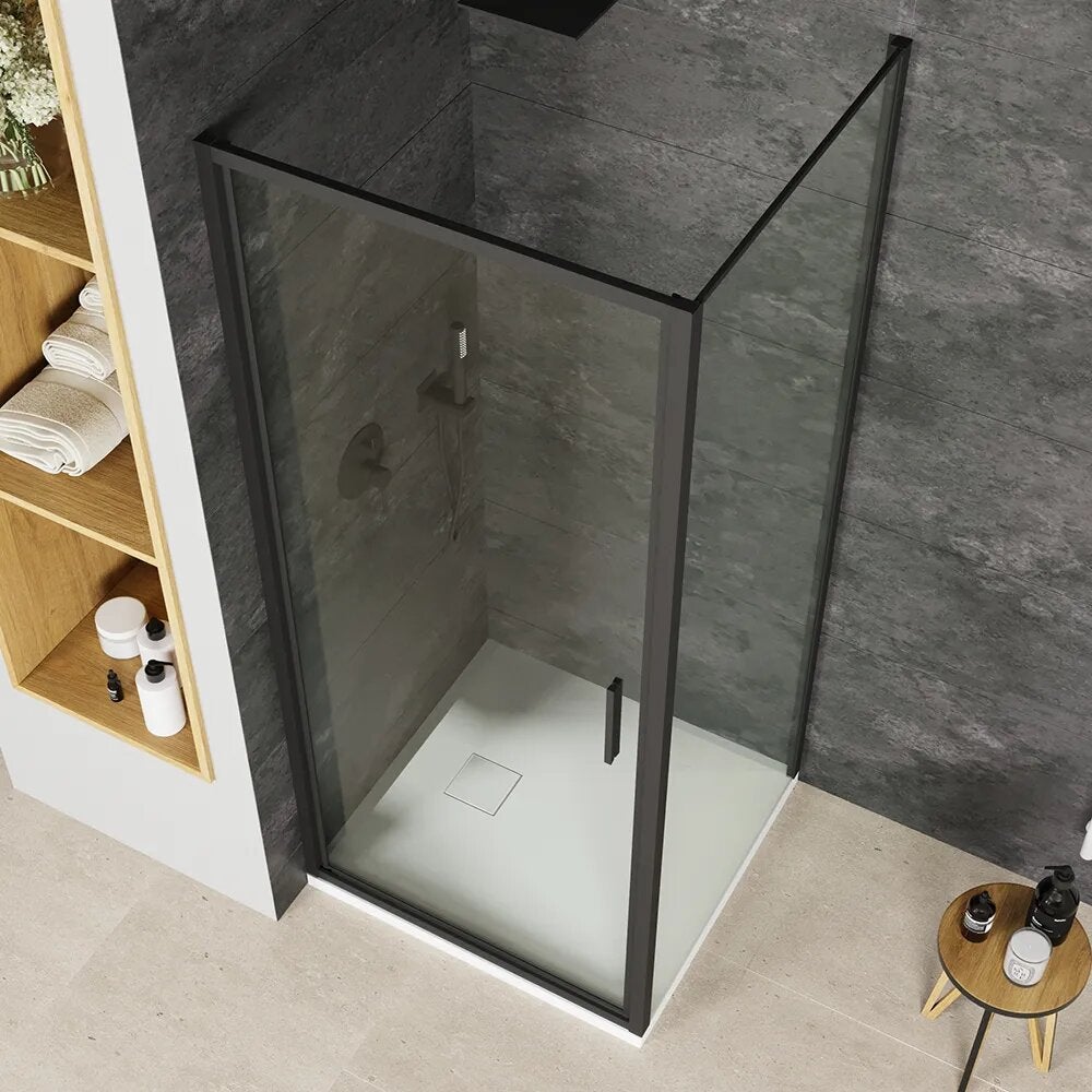 Mampara de ducha slim 80x90 cm con puerta batiente y panel fijo ...