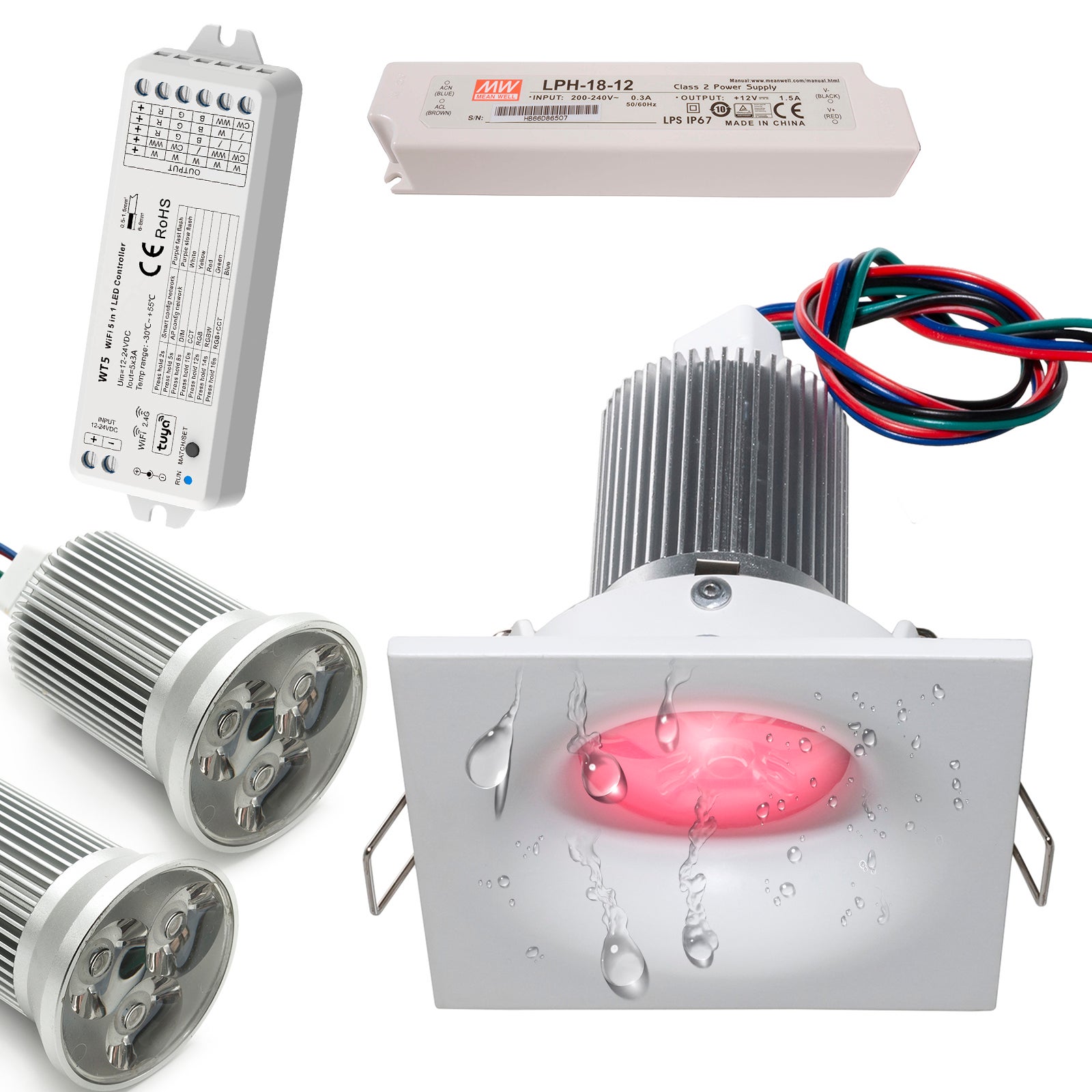 Faretto Incasso LED IP65 Cromoterapia 6W RGB+W - Per Doccia E Sauna