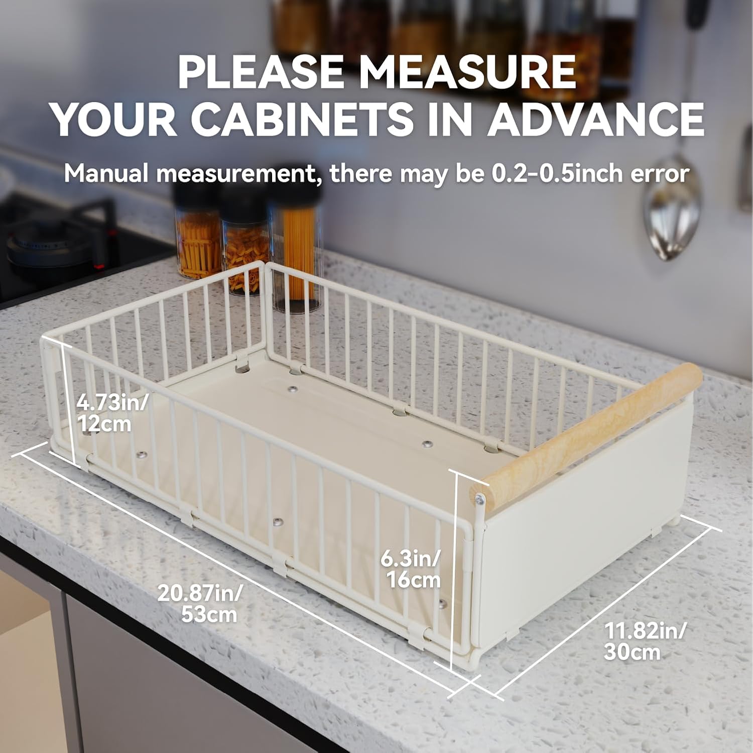Tiroirs coulissants pour armoires, boîte de rangement coulissante avec film adhésif et vis pour la cuisine, le garde-manger ou la salle de bain - 2