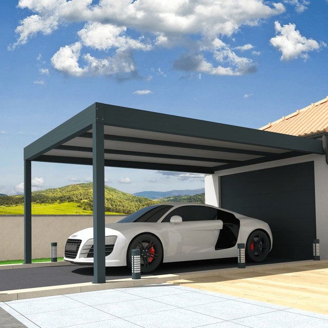 Carport isotoit® MODERN Gris anthracite 5,02x3,00m + LED 3 cotés