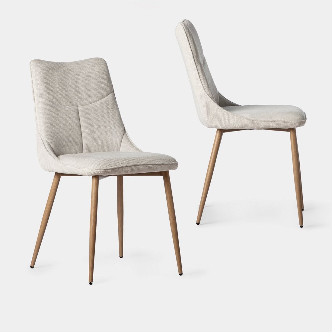 Set di 4 sedie da pranzo imbottite in ecopelle marrone con gambe in