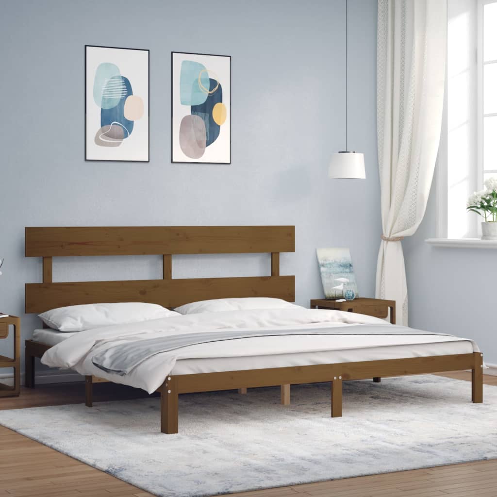 Łóżko Drewniane Brązowe Rama Łóżka Ze Stelażem Drewniana Do Sypialni Pokoju 200x200 cm