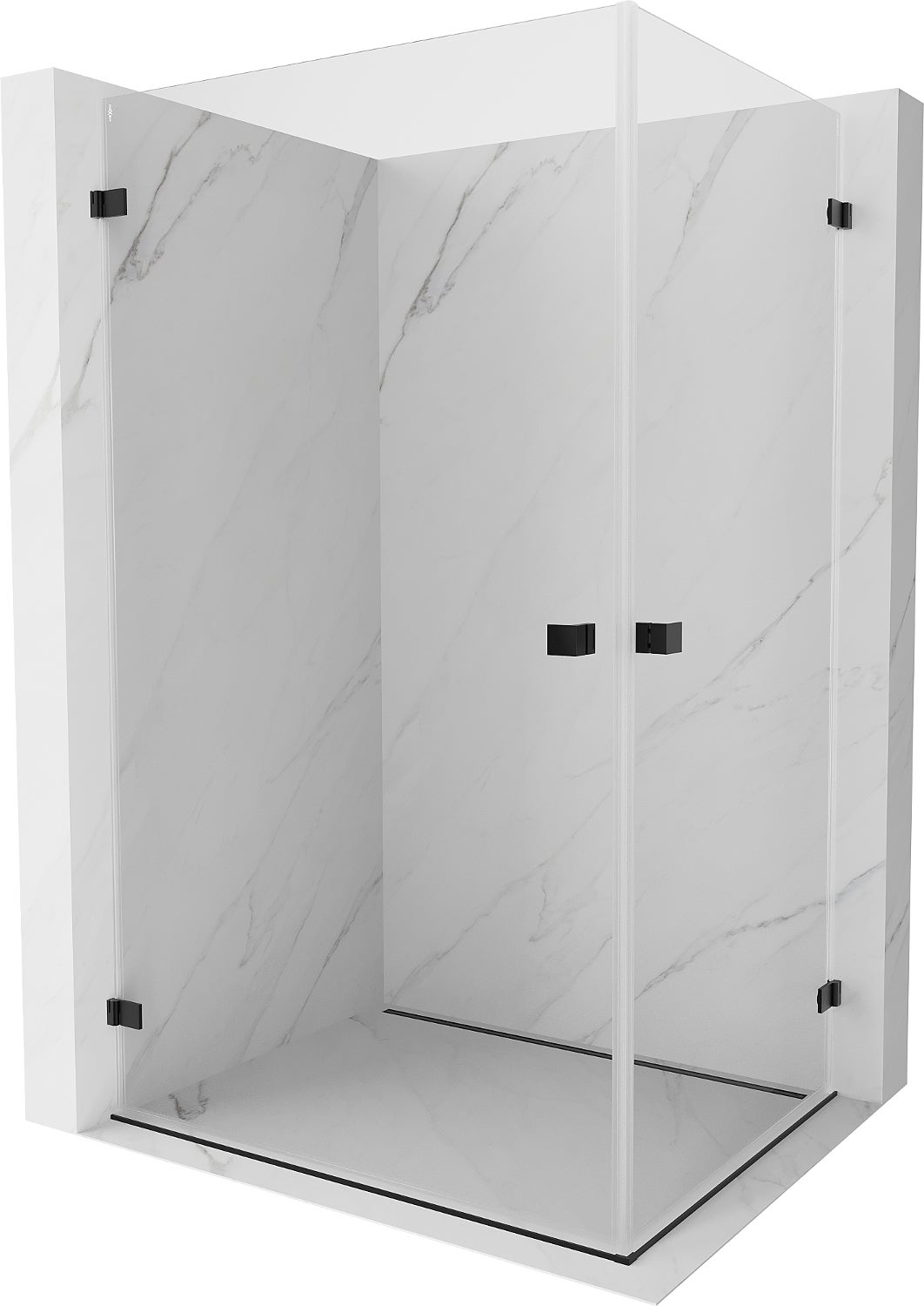 Mexen Lunar-B Duo kabina prysznicowa uchylna 100 x 95 cm, transparent, czarna - 832-100L-095P-70-00