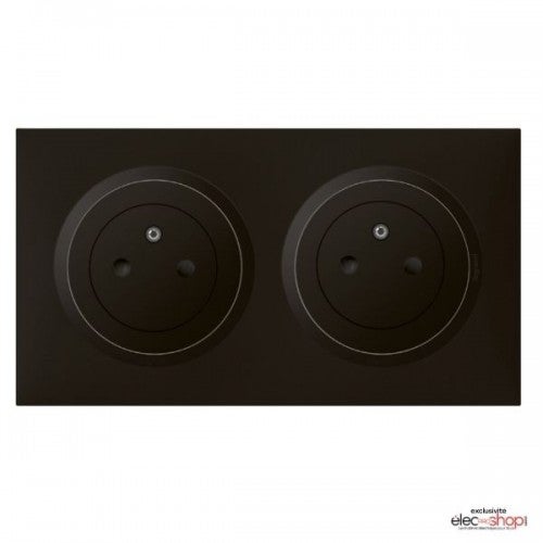 Double prise Haut Parleur Dooxie Noir ronde - complète Legrand