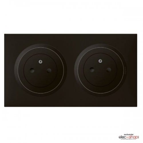 Double prise Haut Parleur Dooxie Noir ronde - complète Legrand Double prise Haut Parleur Dooxie Noir ronde - complète Legrand