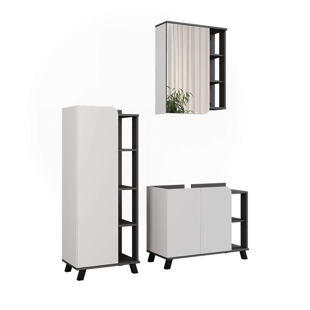 Vicco Zestaw mebli łazienkowych Karen, Antracyt/biały, 3 części