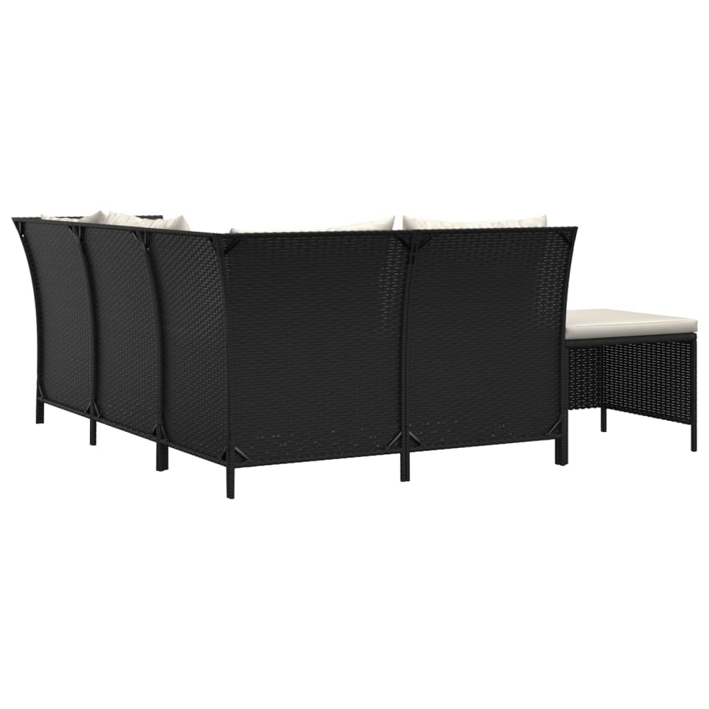 Maison Exclusive - Set Divani da Giardino 4 pz con Cuscini Nero in Polyrattan - 5