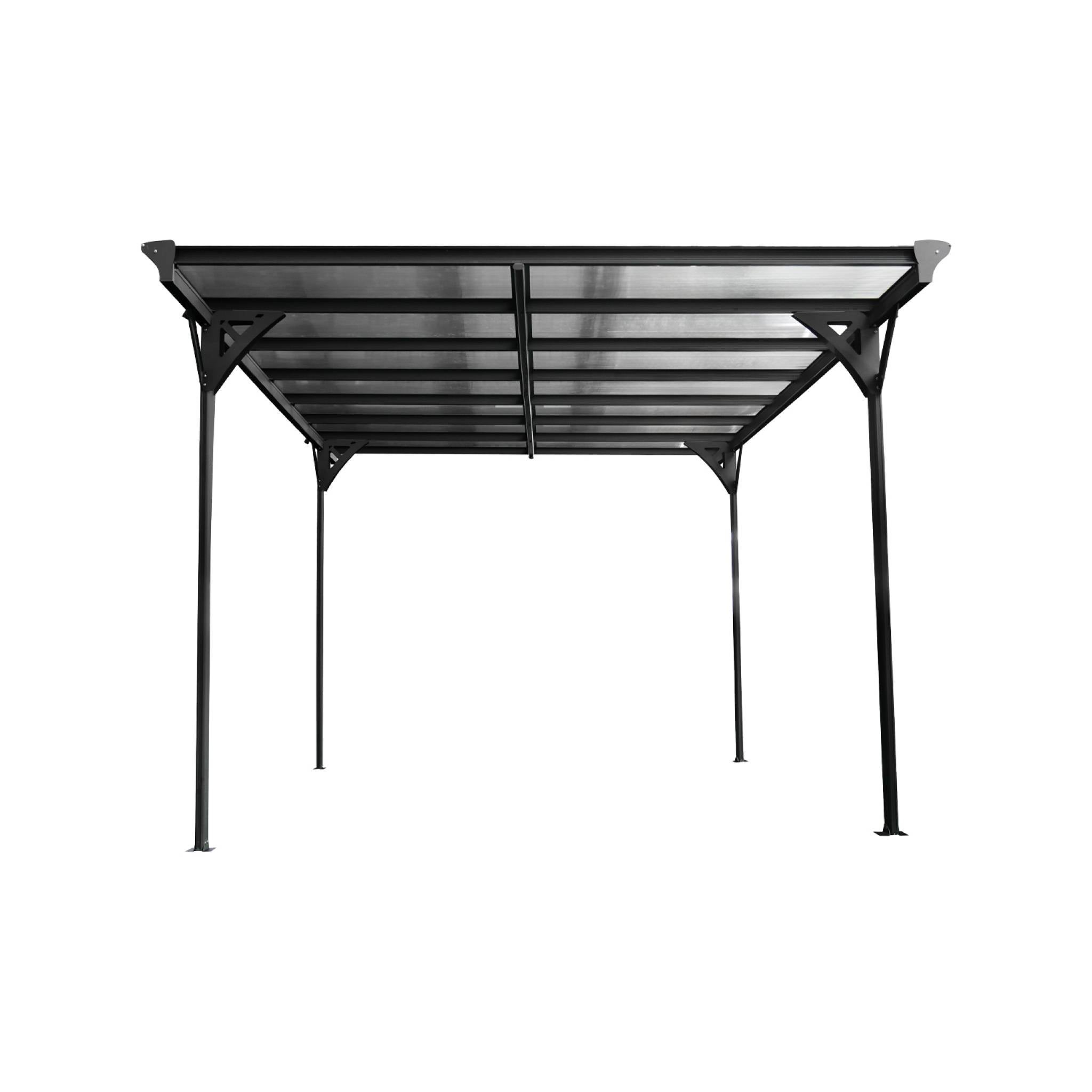 Carport aluminium. polycarbonate et acier inoxydable 15m² anthracite - 1 voiture max. - Le Born - 2