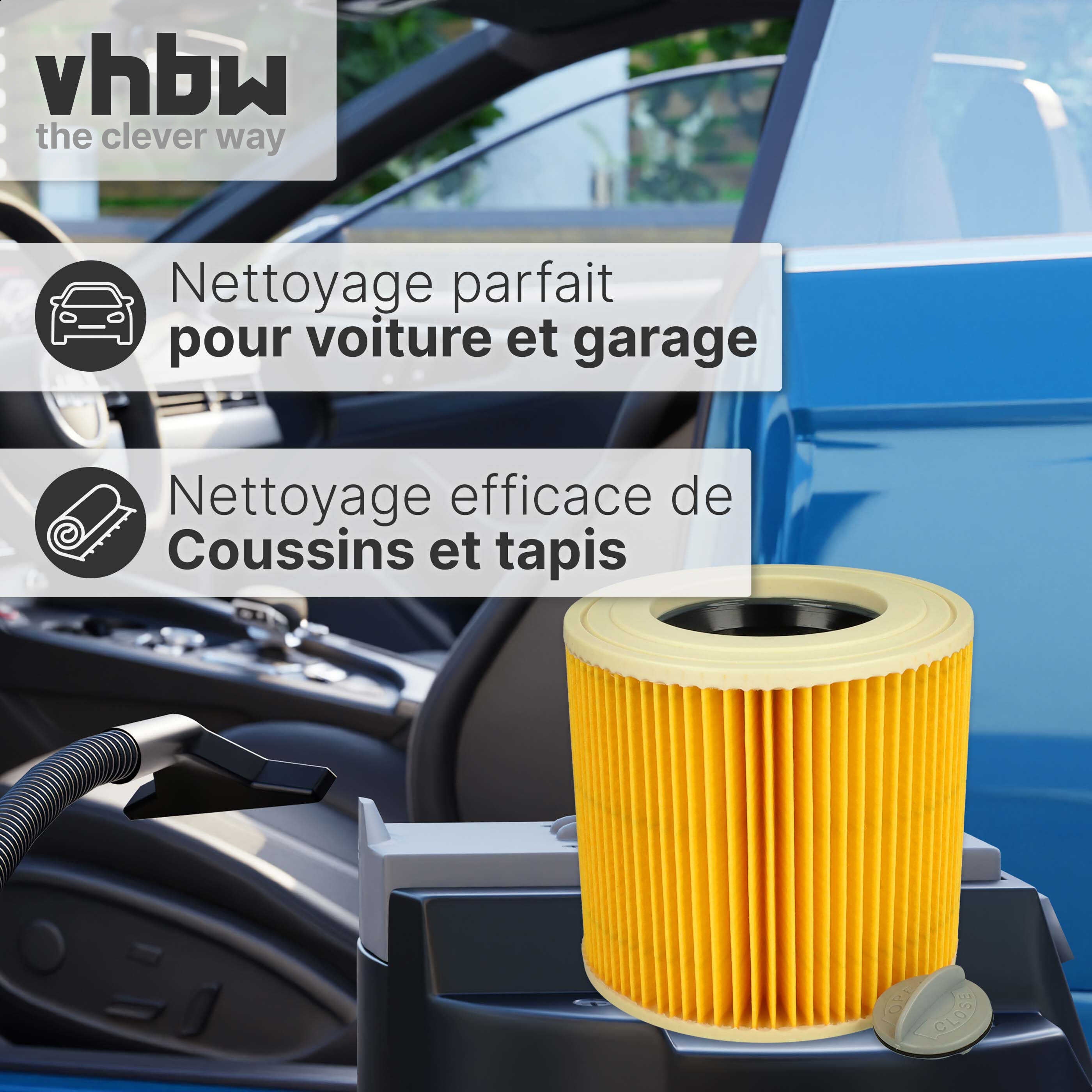 vhbw Filtre à cartouche compatible avec Kärcher NT 27/1 ME Professional, NT 48/1 TE Professional aspirateur à sec ou humide - Filtre plissé - 4