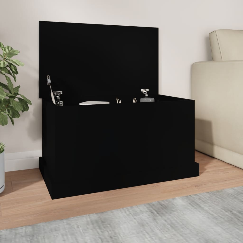 Caja de almacenamiento negra 70x40x38 cm de madera contrachapada