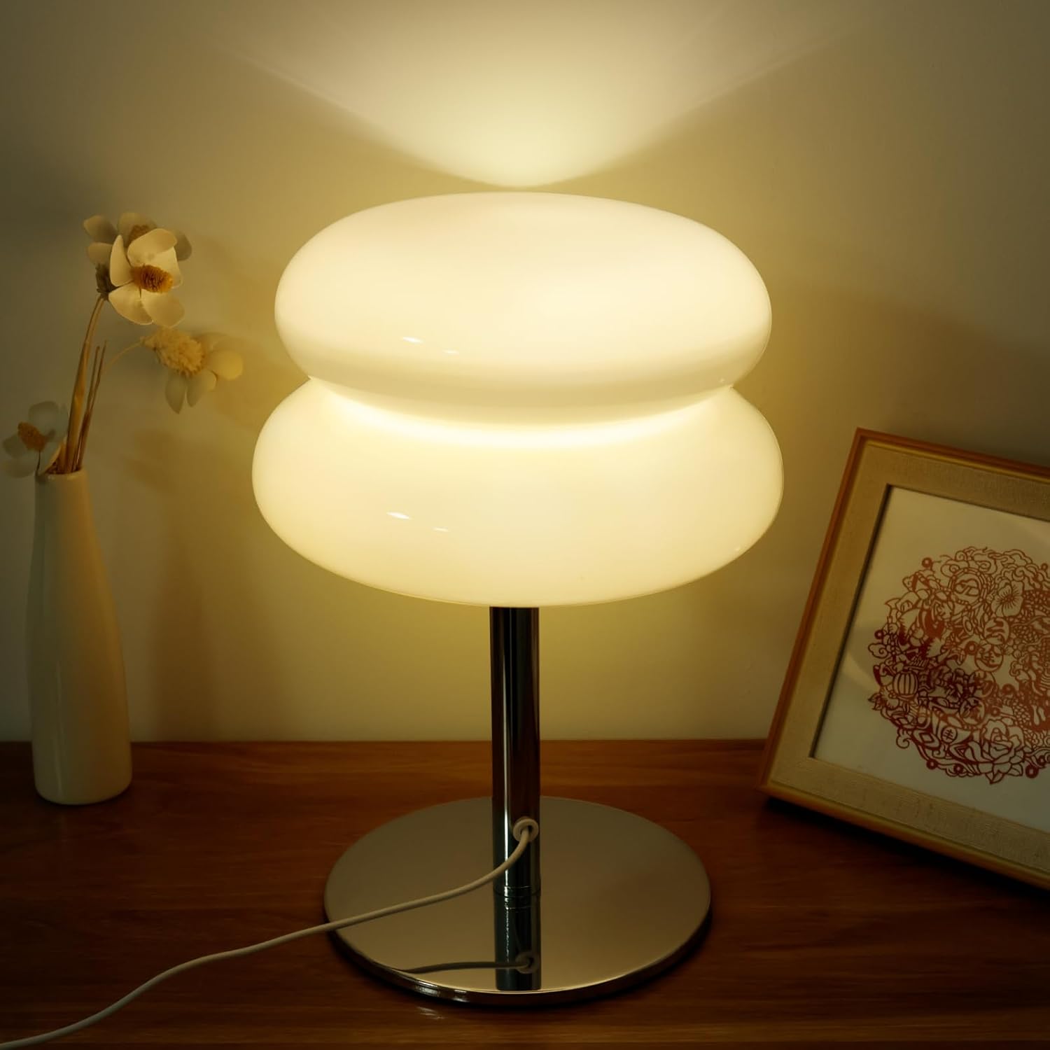 Szklana lampa stołowa Lollipop Ripple w kolorze makaroników nowoczesne oświetlenie stołowe nocne w stylu Bauhaus dekoracyjna lampa stołowa jasnożółta