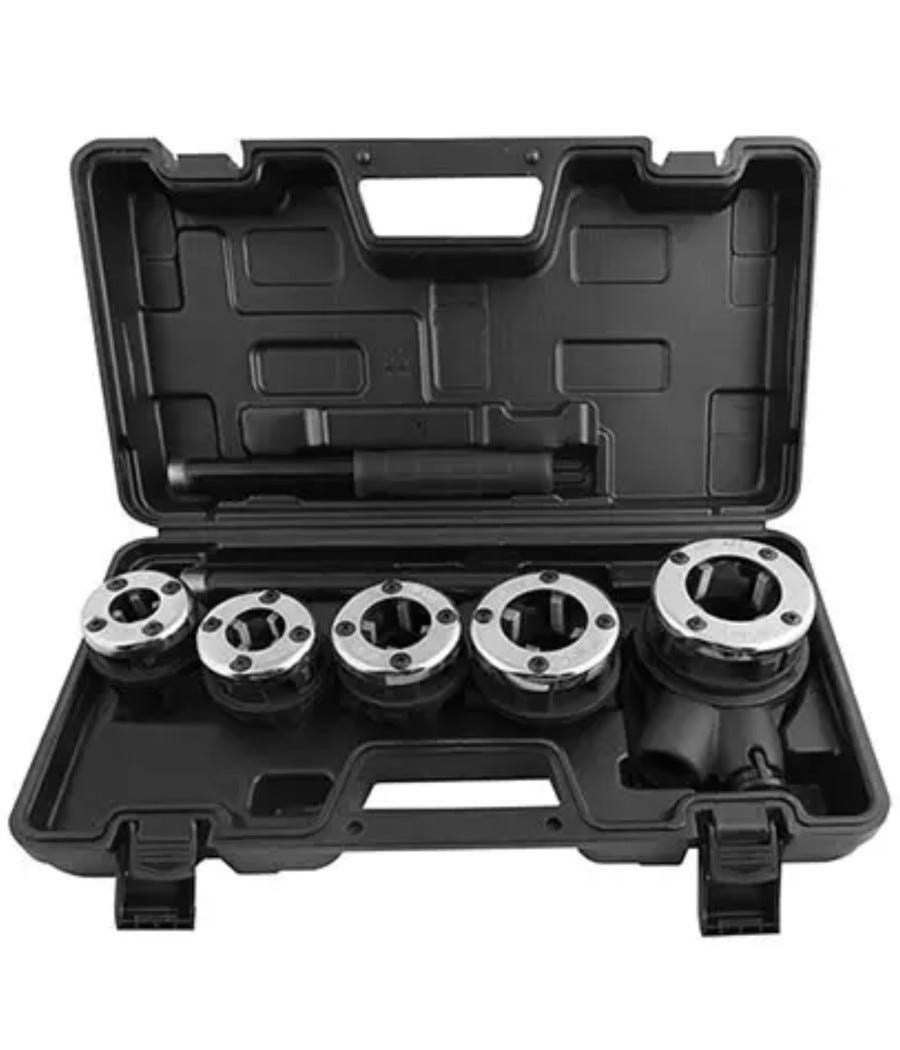 Set Filiere Per Tubi Idraulici 7 Pezzi - Professionale Per Idraulici E Fai Da Te! Misure Complete Da 1/4 A 1-1/4 - Foto 3