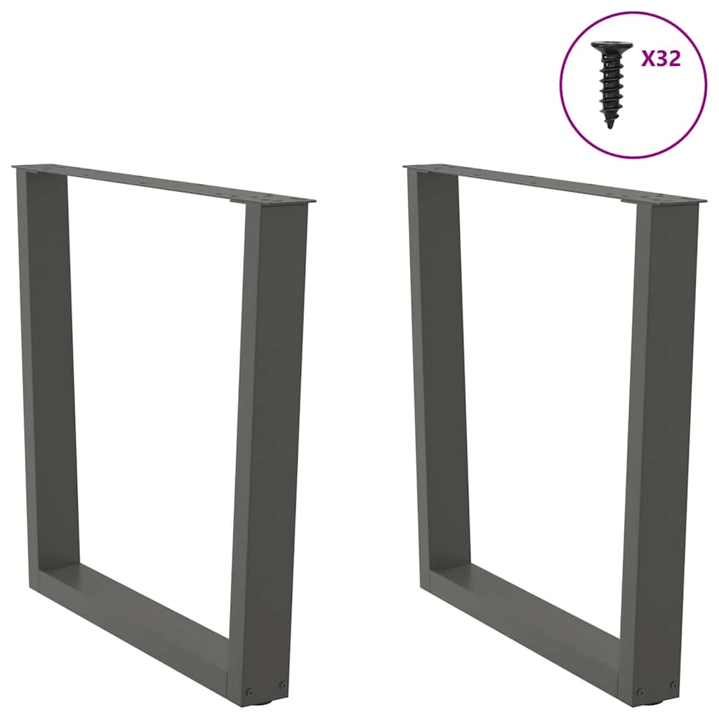 Maison Exclusive - Pieds de table à manger en forme de V, 2 pièces, anthracite, 90 x (72-73,3) cm, acier - 3