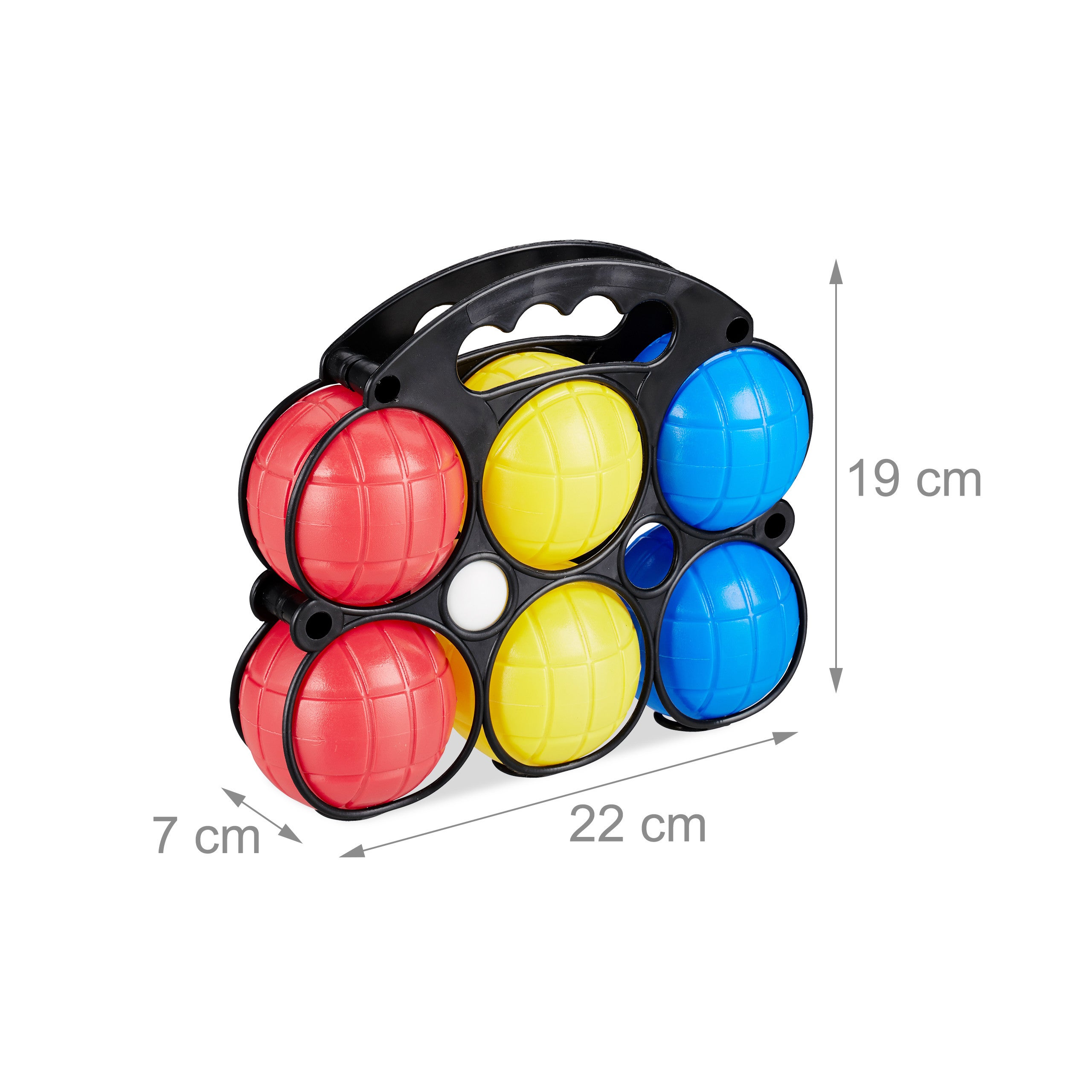boule de pétanque enfant, 6x3 couleurs, plastique, avec cochonnet&étui de transport, set pour enfants, coloré, Relaxdays - 4