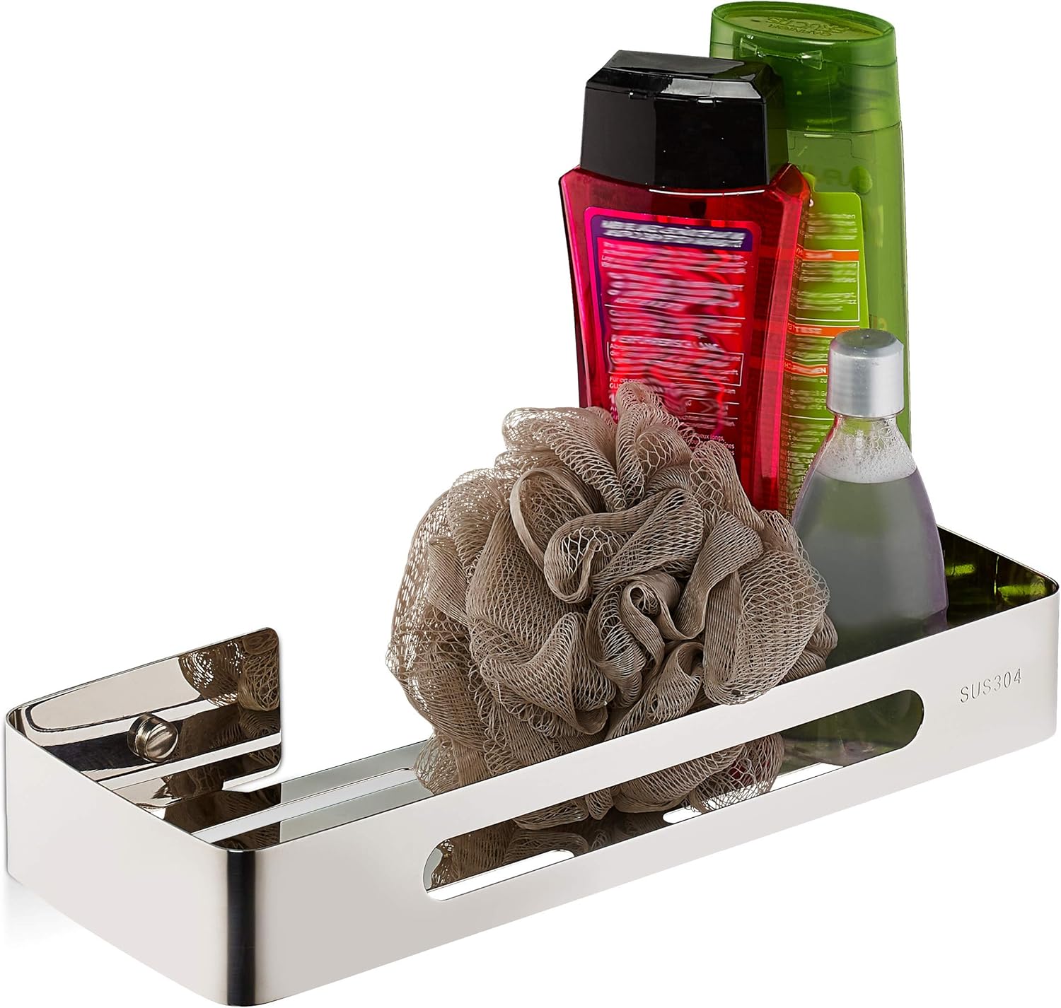 Półka Prysznicowa Wisząca Inox – 31x12cm, Na Szampon i Akcesoria, Wykończenie Błyszczące Srebrne