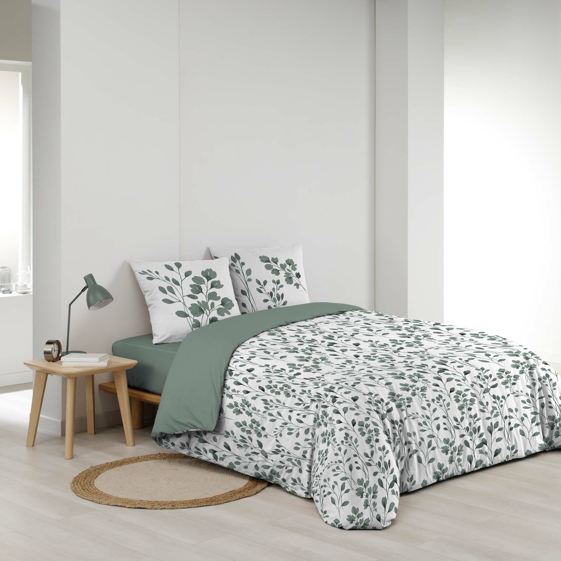 Housse de couette 240 x 220 coton naturel 57 fils MAIWEN Sauge + 2 taies - 3