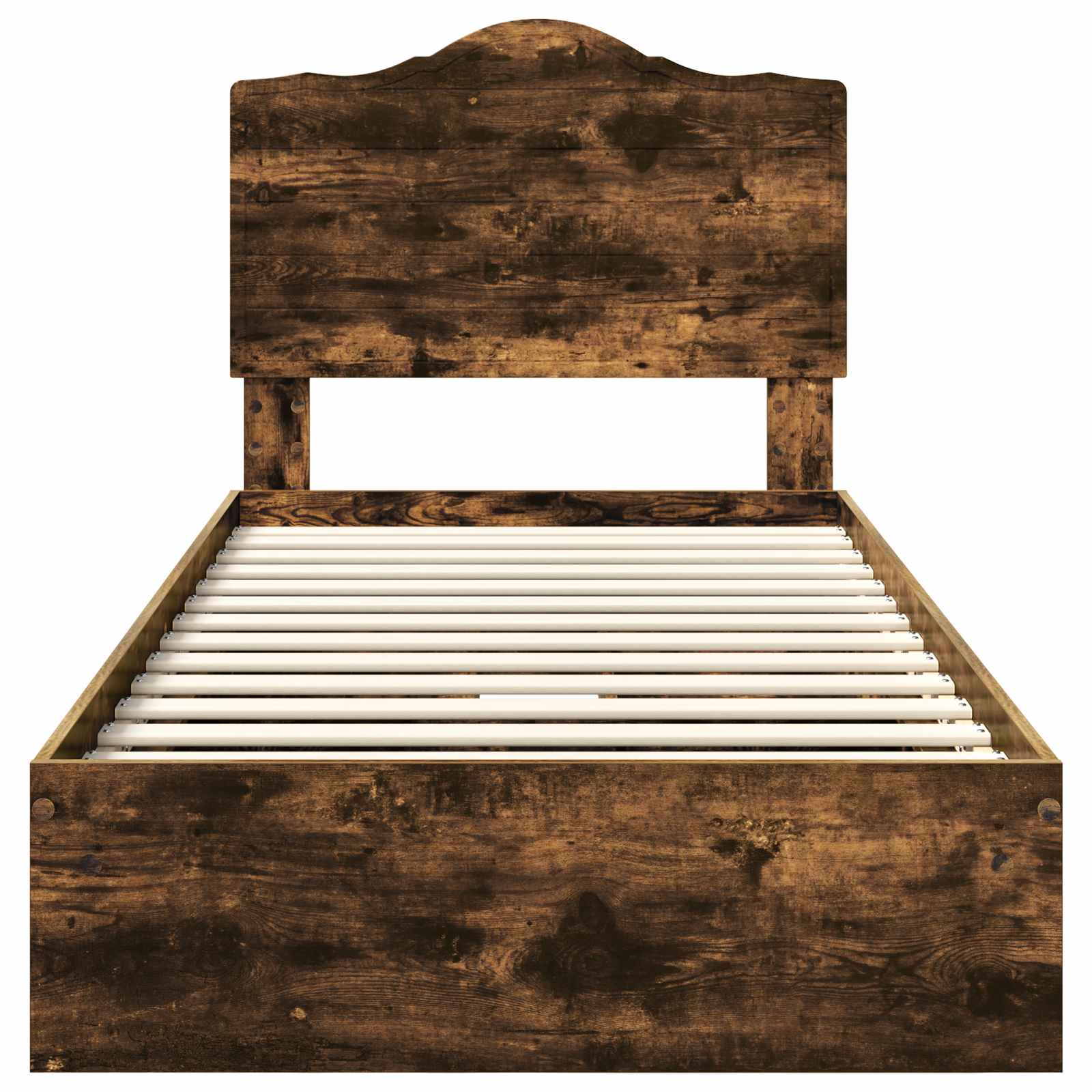 Lit avec rangement, panneau de bois, chêne fumé, pour la chambre, 90 × 200 cm - 8