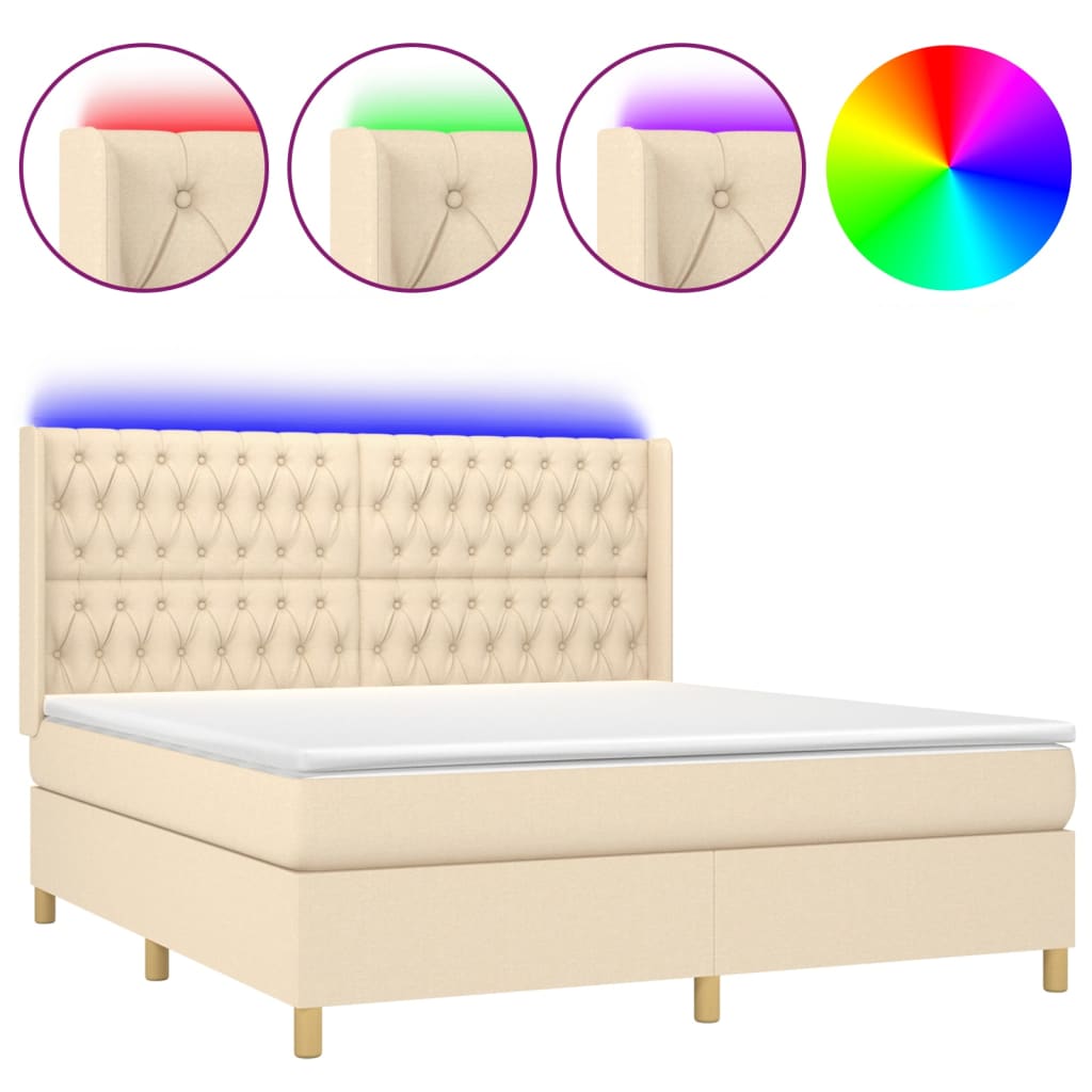 Letto Con Materasso VidaXL 120x190 Cm - Testiera Regolabile E Luci LED Crema
