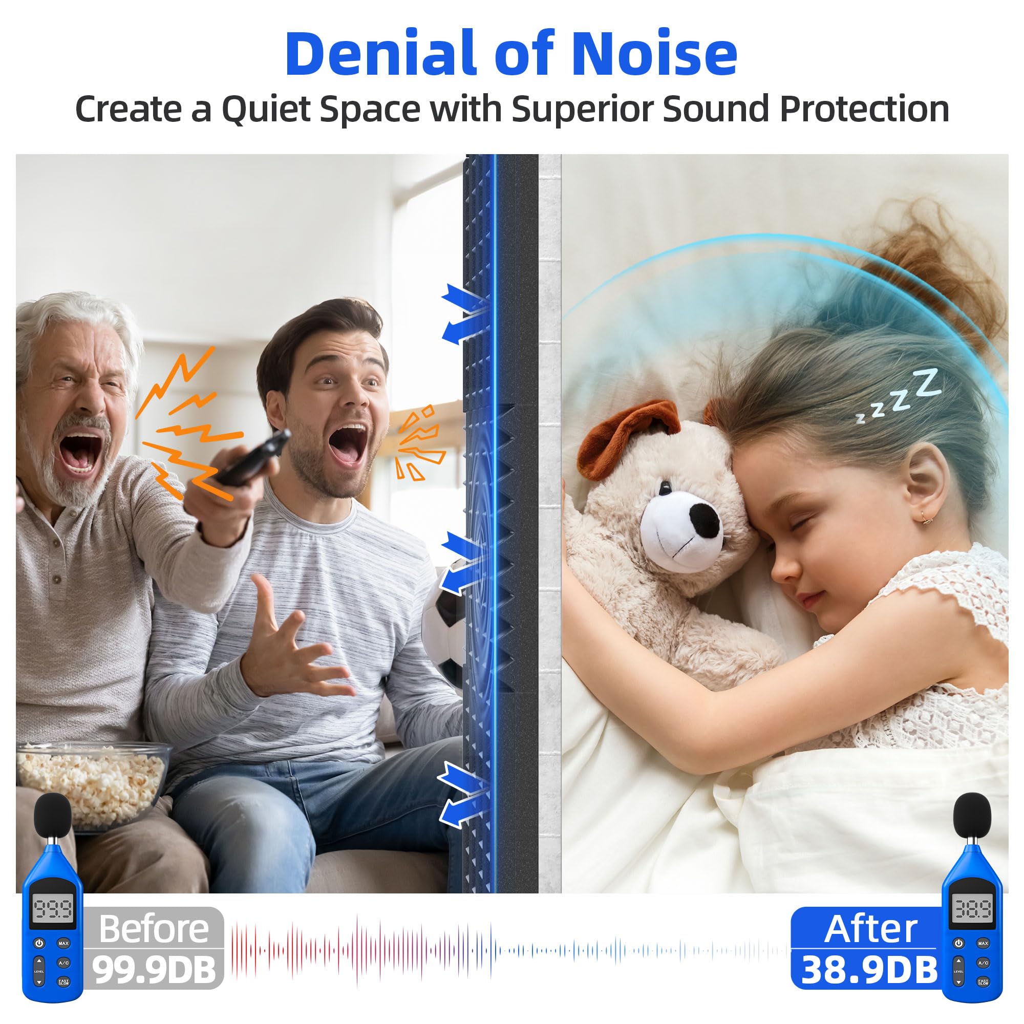 Paquete de 12 paneles de espuma a prueba de sonido para pared con autoadhesivo, paneles acústicos de alta densidad de 30*30*2,5cm - 5