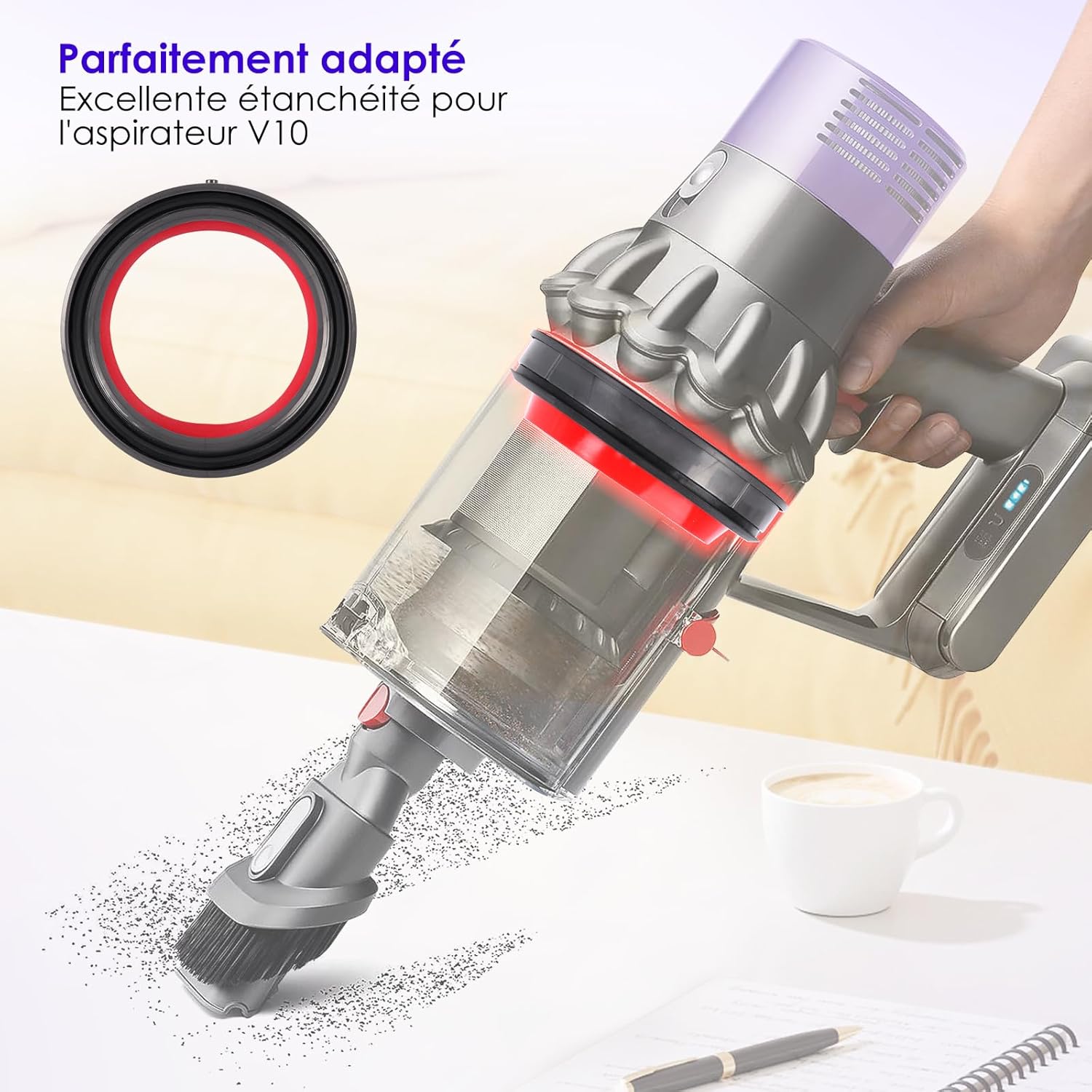 Joint d'étanchéité pour Dyson V10 SV12, Anneau d'étanchéité fixe du bac à poussière pour aspirateur V10, Pièces Détachées - 6