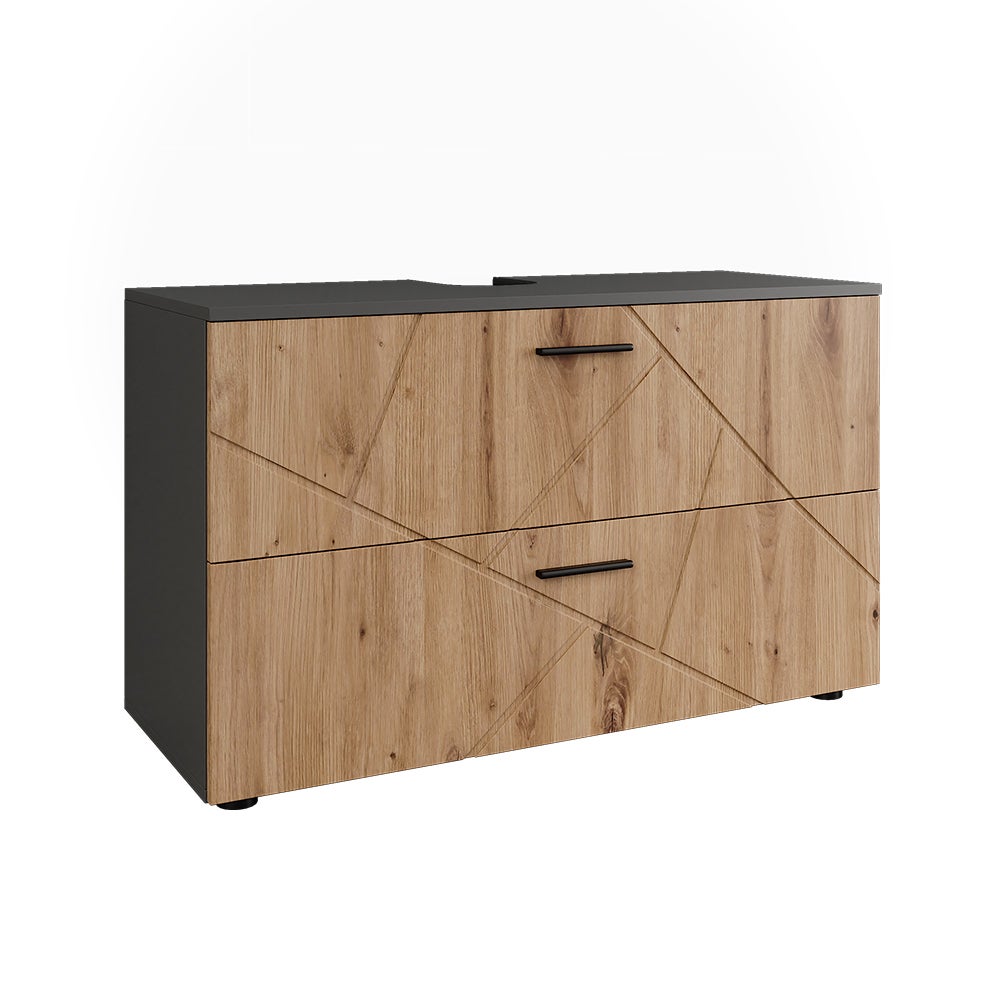 Vicco Szafka pod umywalkę Irma, Antracyt/Dąb goldkraft, 100.1 x 60.6 cm z 2 szufladami