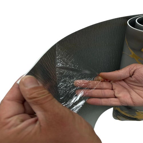 Marble Gray Effect - Pannello Adesivo in PVC 120x300 cm - Effetto Marmo Grigio con Dettagli Neri - 6